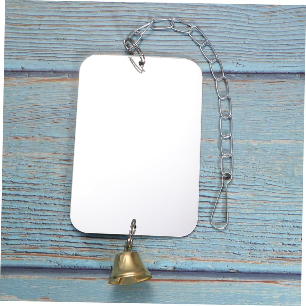 Bird Cage Mirror Toy with Bell, 1Pc Cage Hanging Decor Parrot Mirror Bird Toy, Parrot Mirror Hanging Decor Ornament Select Toy with Bell image number 2