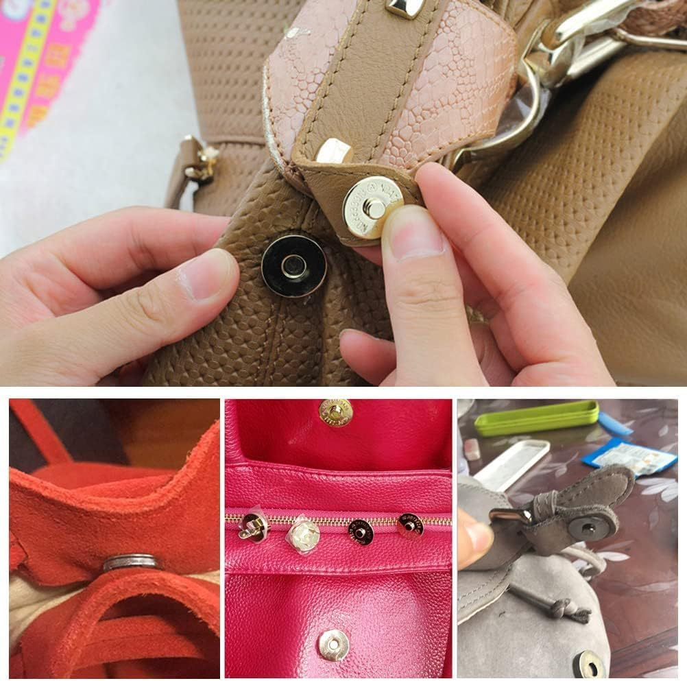 40 Pcs Magnetic Buttons Snap Clasps, 14Mm Metal Sewing Clasps Snaps for Clothes, Bags, Leather, Sewing DIY Craft (Silver and Gold) image number 3