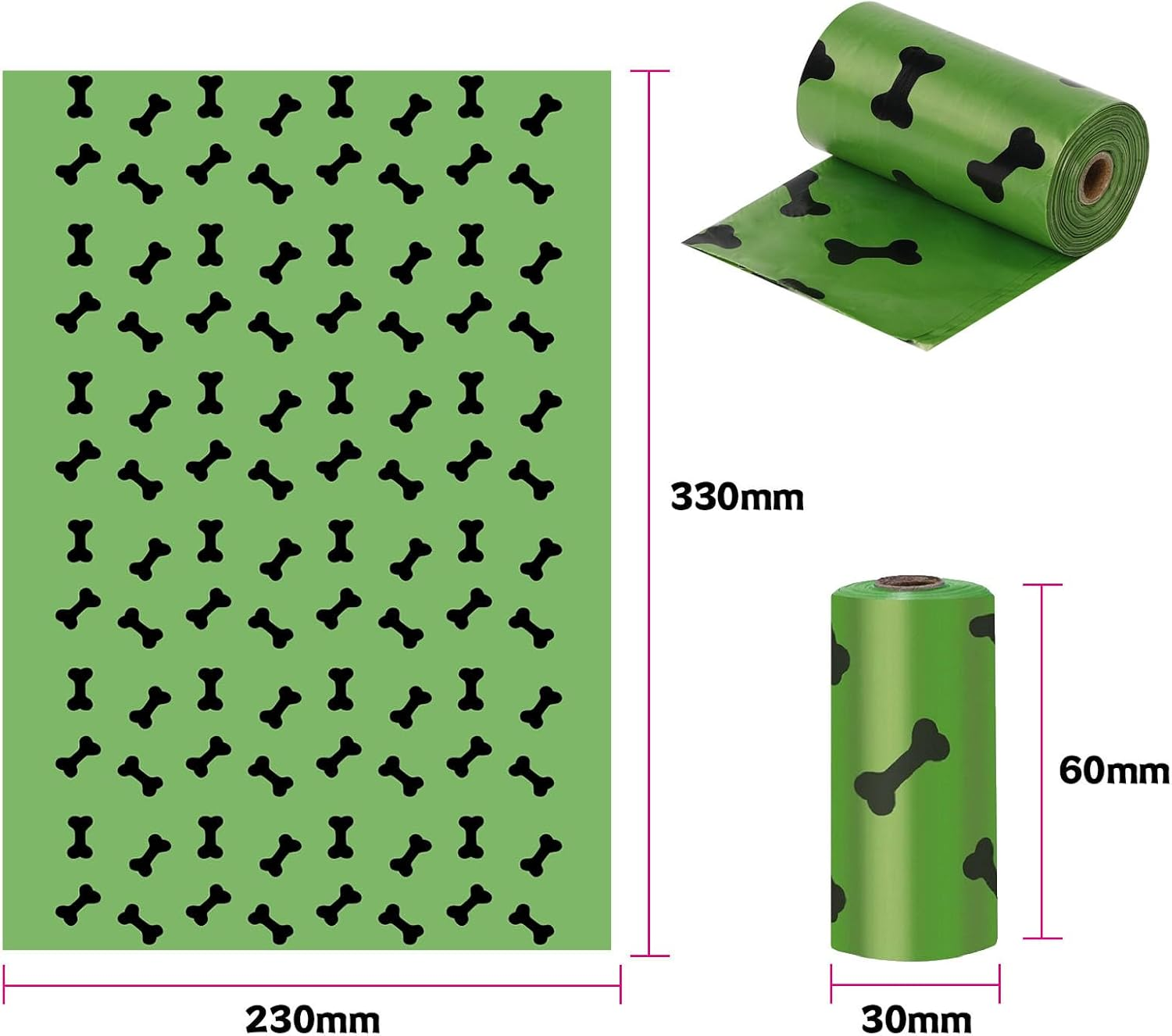EPI Degradable Dog Poop Bags with Dispenser & Leash Clip - 36 Rolls, Eco-Friendly, 1.5 Micron Thick, Assorted Patterns image number 4