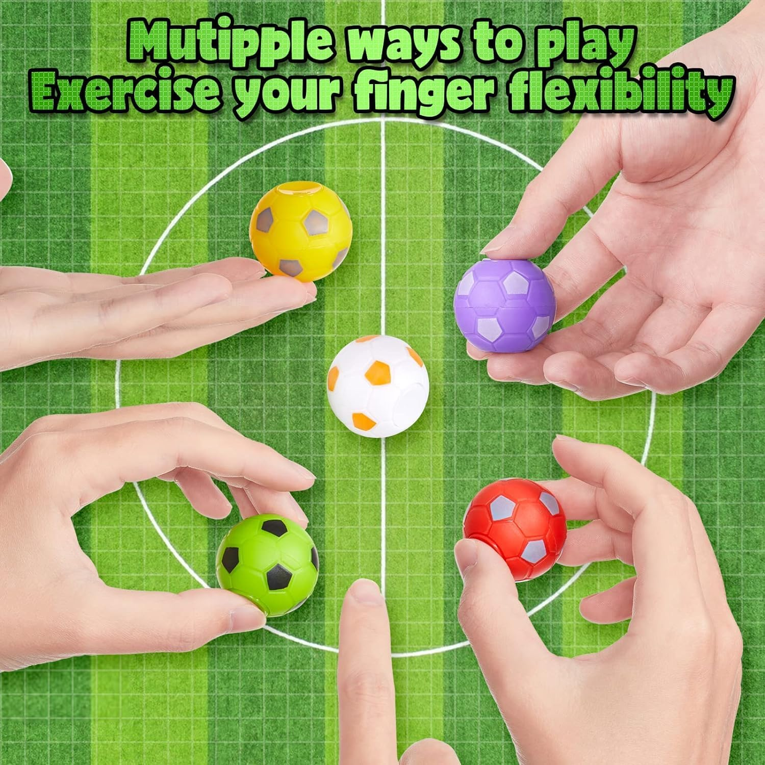 36 Pack Fidget Spinners Soccer Ball Toys Kids Soccer Party Favors, Rotatable Finger Small Soccer Fidget Spinning Balls for Kids Teens Adults Bag Stocking Stuffers Birthday Prizes for Classroom image number 5