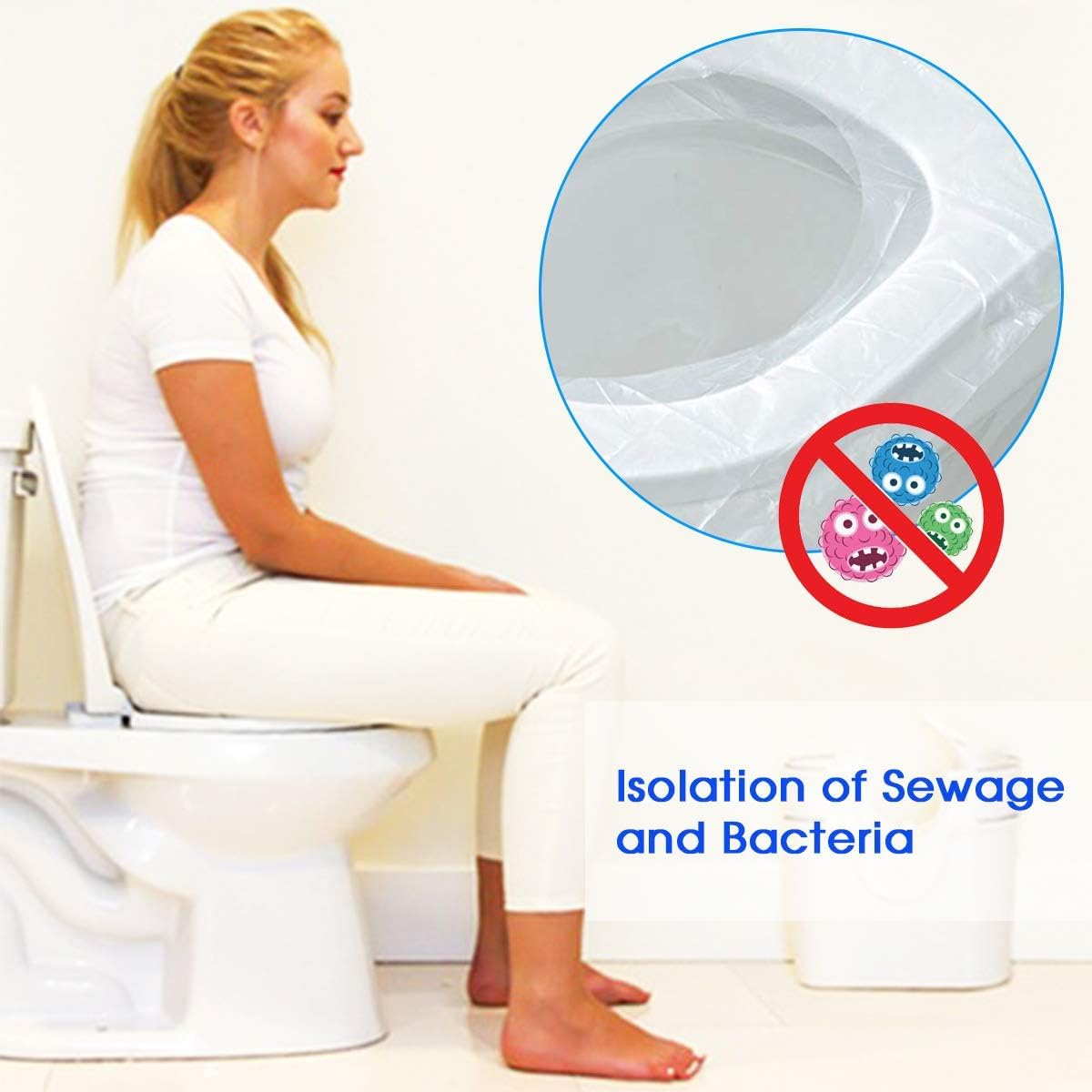 Luckecho 50 Pack Toilet Seat Covers Disposable Flushable Extra Thick & Large Individually Wrapped Toilet Seat Cover for Travel & Public Bathroom - Premium Quality, Convenient, and Hygienic