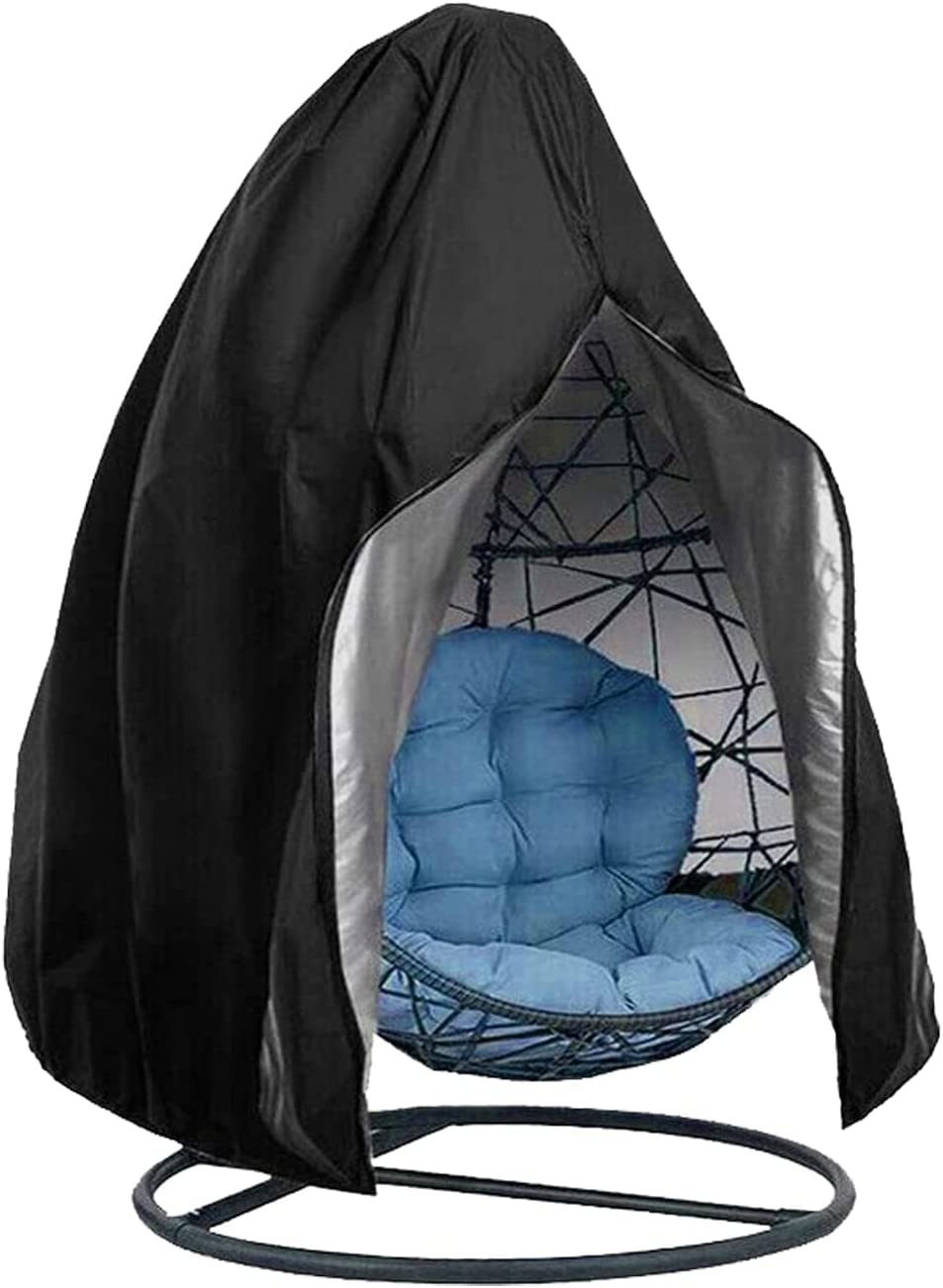 Egg Chair Covers, Outdoor Swing Egg Chair Cover Waterproof Anti-Dust with Zipper 210D Oxford Fabric Veranda Garden Lawn Chair Protector Furniture Accessory115X190Cm (Black) image number 3