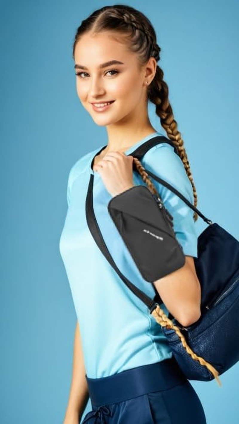 Universal Phone Armband for Running and Workouts, Adjustable Cell Phone Holder for Exercise, Gym, Walking, Black image number 3