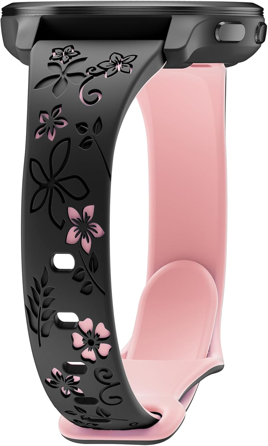 20Mm Floral Engraved Band Compatible with Garmin Vivoactive 5 Watch Band/Vivoactive 6/3/3 Music/Venu Sq 2/Venu/Venu Sq, Soft Slim Silicone Cute Embossed Strap for Forerunner 55/165/245/645