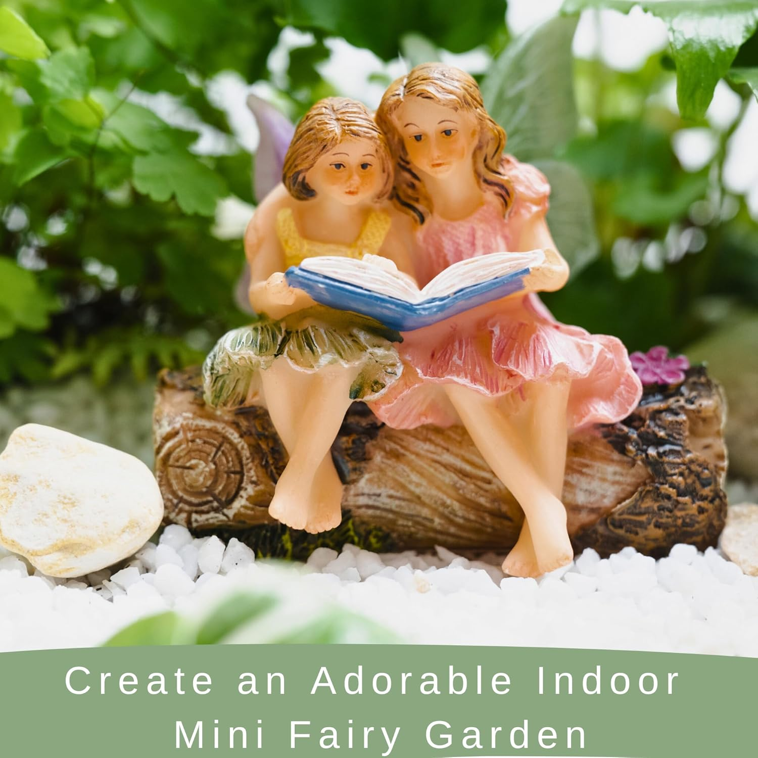 PRETMANNS Fairies for Fairy Garden - Accessories for an Outdoor or Indoor Miniature Garden &ndash; Adorable Hand-Painted Resin Figurines &ndash; 2 Sitting Sisters 1 Piece image number 6