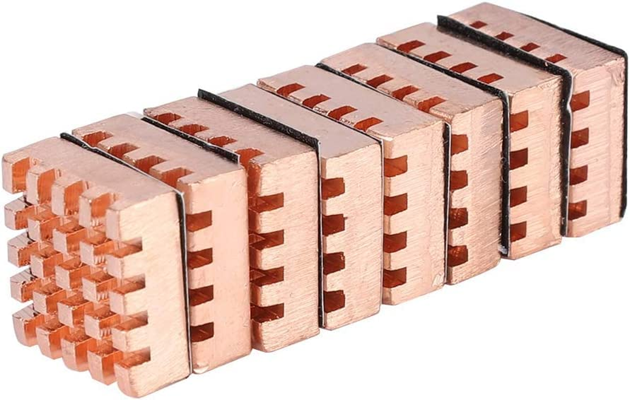 Easycargo 10Pcs 14Mm VRAM Copper Heatsink + Thermal Conductive Adhesive Tape for Cooling Cooler GPU Chips VRAM VGA RAM GPU (14Mmx12Mmx5Mm) (Copper 14Mm) image number 4