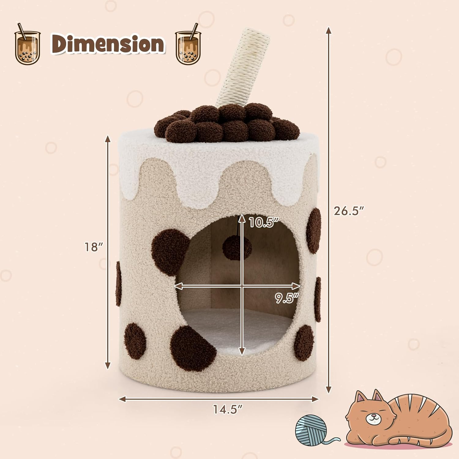 Multi-Functional Small Cat Tree Tower with Scratching Post, Dangling Ball and Cat Condo, Modern Cute Cat Tree for Indoor Cats with Soft Cushion-Purple - Purple image number 2