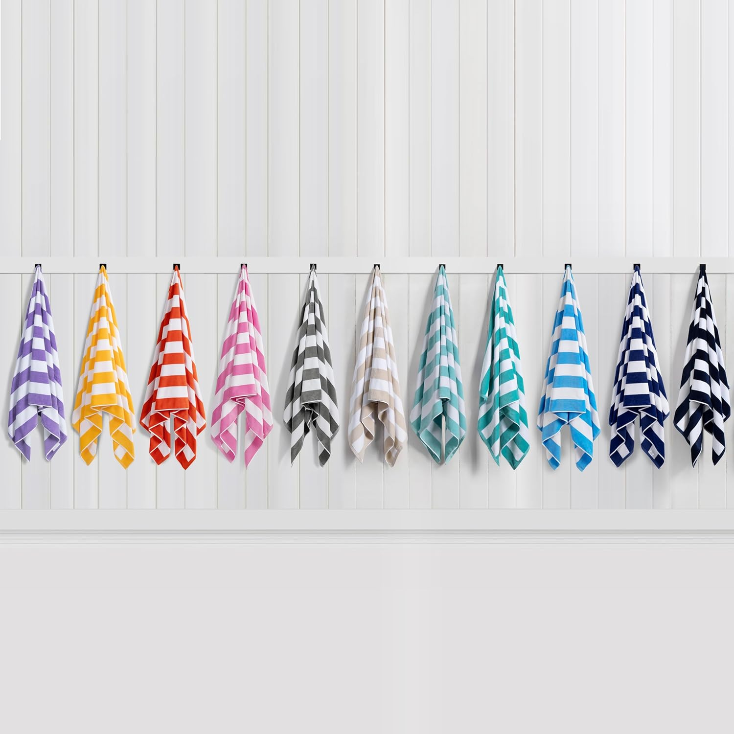 LULUHOME Plush Oversized Beach Towel - Fluffy Cotton Thick 36 X 70 Inch Chiffon Striped Pool Towels, Large Summer Cabana Swimming Towel for Adults - Blue image number 5