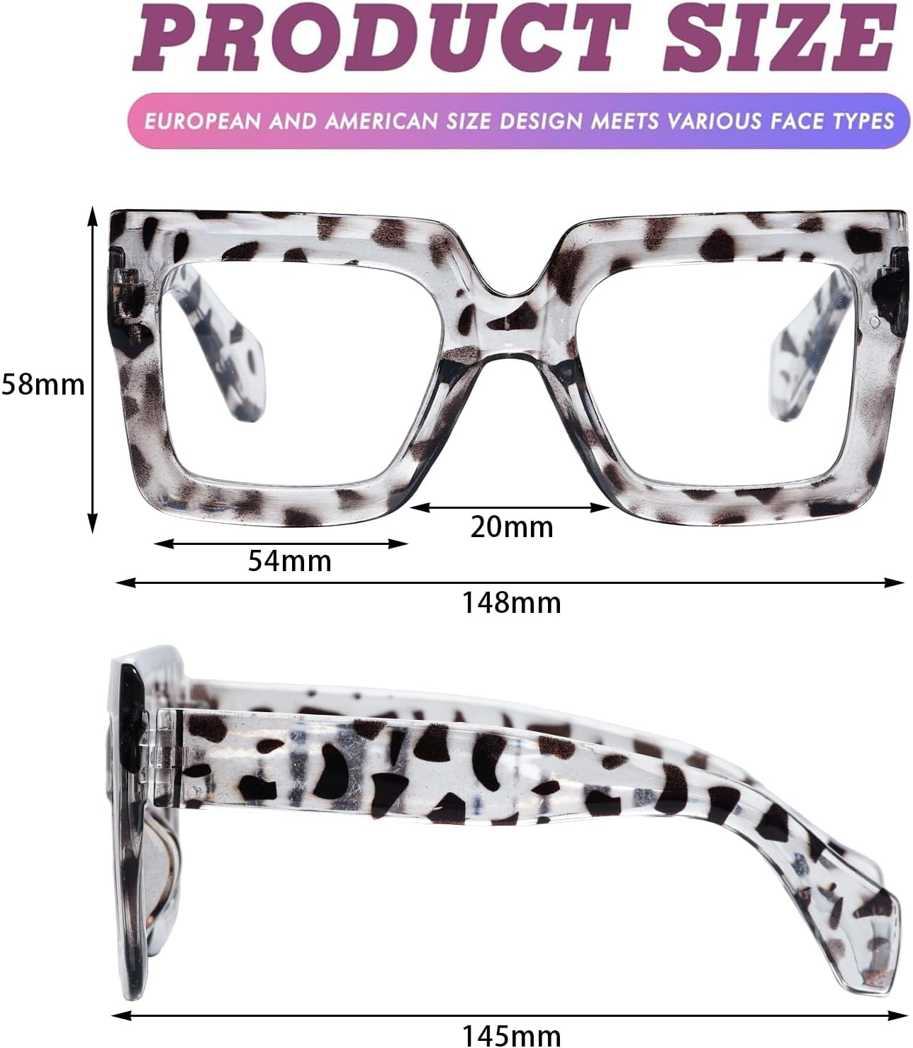 Hoyuwak Oversized Square Blue Light Glasses Big Frame Computer Eyewear Thick Fashion Clear Glasses for Women Fashion image number 1