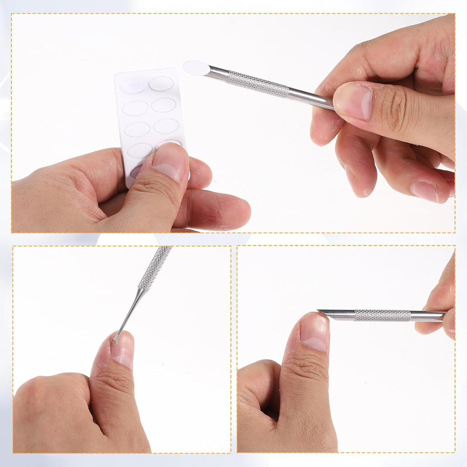 Qianyu Pre-Treatment Cuticle Pusher Dual Ended Cuticle Remover Nail Pushers with 100/180 Grit Sandpaper Sheets Nail Care for Manicure Pedicure Nails Art Care Tools Fingernails Toenails image number 5