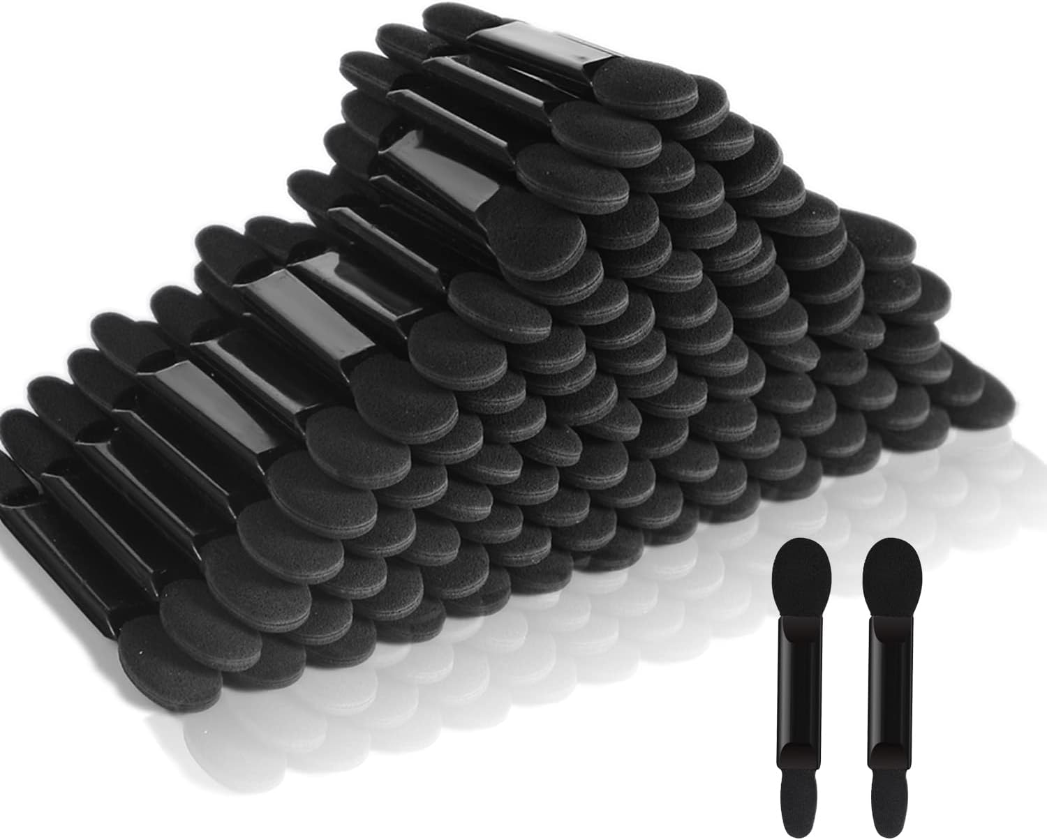 Deksias Disposable Dual Sided Eye Shadow Sponge Applicator Oval Tipped Eyeshadow Brushes Makeup Applicators (50PCS, Black) image number 3