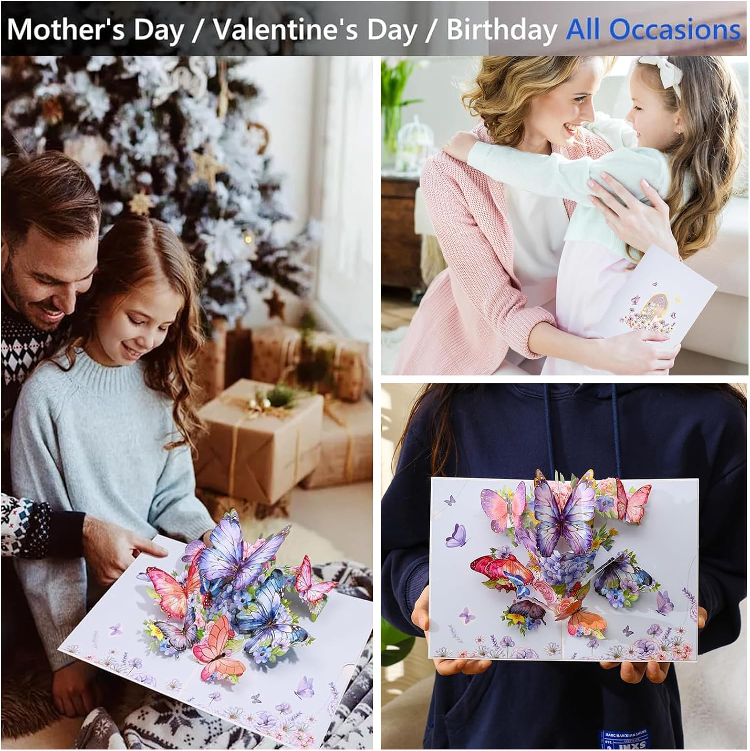 Tuoyi 3D Butterfly Pop up Card, Butterfly and Flower 3D Greeting Card with Envelope for Any Occasion, Birthday, Mother'S Day, Anniversary, Valentines Day, Handmade Gifts, Foldable Celebration Cards for Friends