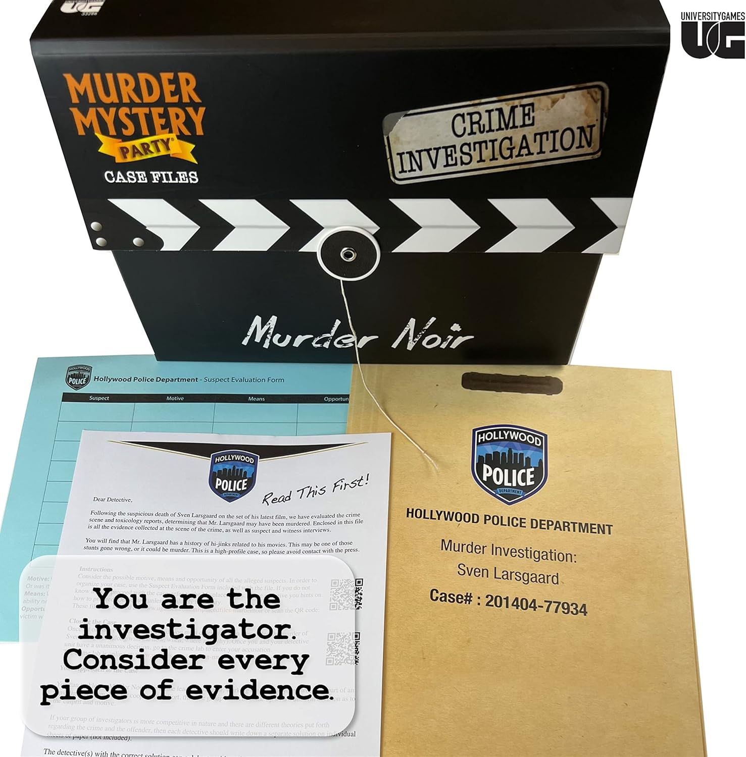 Murder Mystery Party Case Files: Murder Noir - Solve a Cold-Case Mystery for 1+ Players, Ages 14+ - Immersive Detective Game with Realistic Evidence and Online Hints