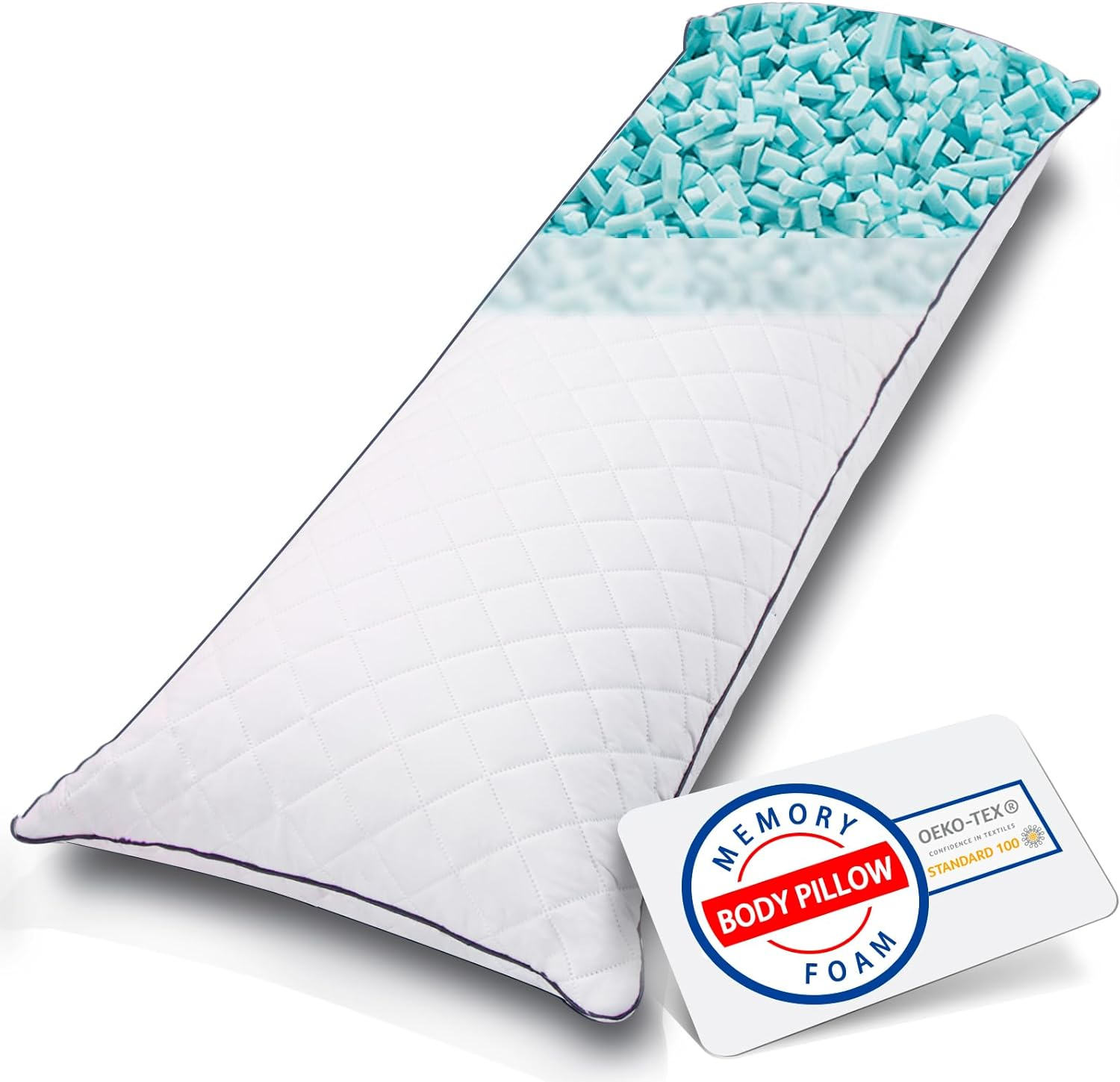 1 MIDDLE ONE Body Pillow, Cooling Memory Foam Body Pillows for Adults Sleeping, Long Pillow for Bed, Big Large Firm Full Body Pillow for Side Sleeper, 20X54 Inch, White image number 1