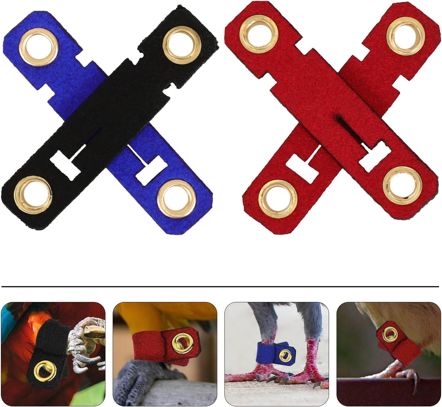 NUOBESTY 4 Sets Suede Cloth Bird Leg Rings Parrot Ankle Bands with Open Design for Pigeon Foot Protection and Bird Identification Suitable for Cockatiels and Budgerigars image number 3