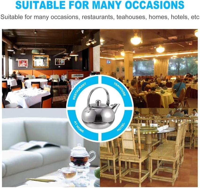 Stainless Steel Pot Pitcher Boiled Teapot Whistling Kettle Home Espresso Boiling Water Kettle Mesh Strainer Coffee Mug Thicken Teakettle Travel Desktop Filter Jug (Gold, 2 Litres) image number 6