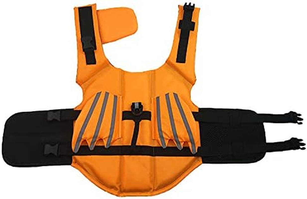 Dog Life Jacket, Ripstop Pet Floatation Evil Life Vest for Small Middle Large Dog, Safe Durable Comfortable Adjustable Preserver with High Buoyancy for Swimming Boating at Pool Beach (L, Orange)
