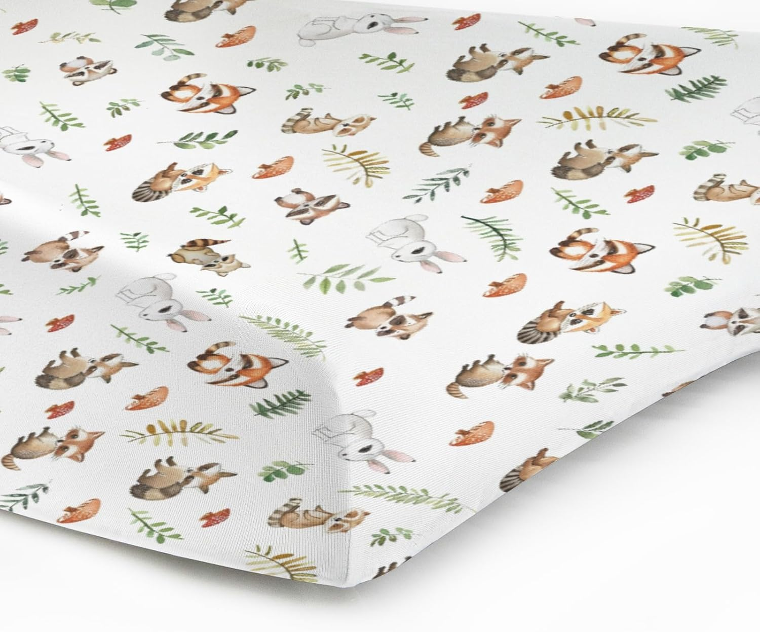 Wild Animals Baby Changing Pad Covers,Unisex Raccoons Rabbits Changing Pad Cover for Baby Girls Boys,Comfortable Breathable Changing Table Covers,Polyester Easy Care Diaper Changing Pad Table Sheets image number 4