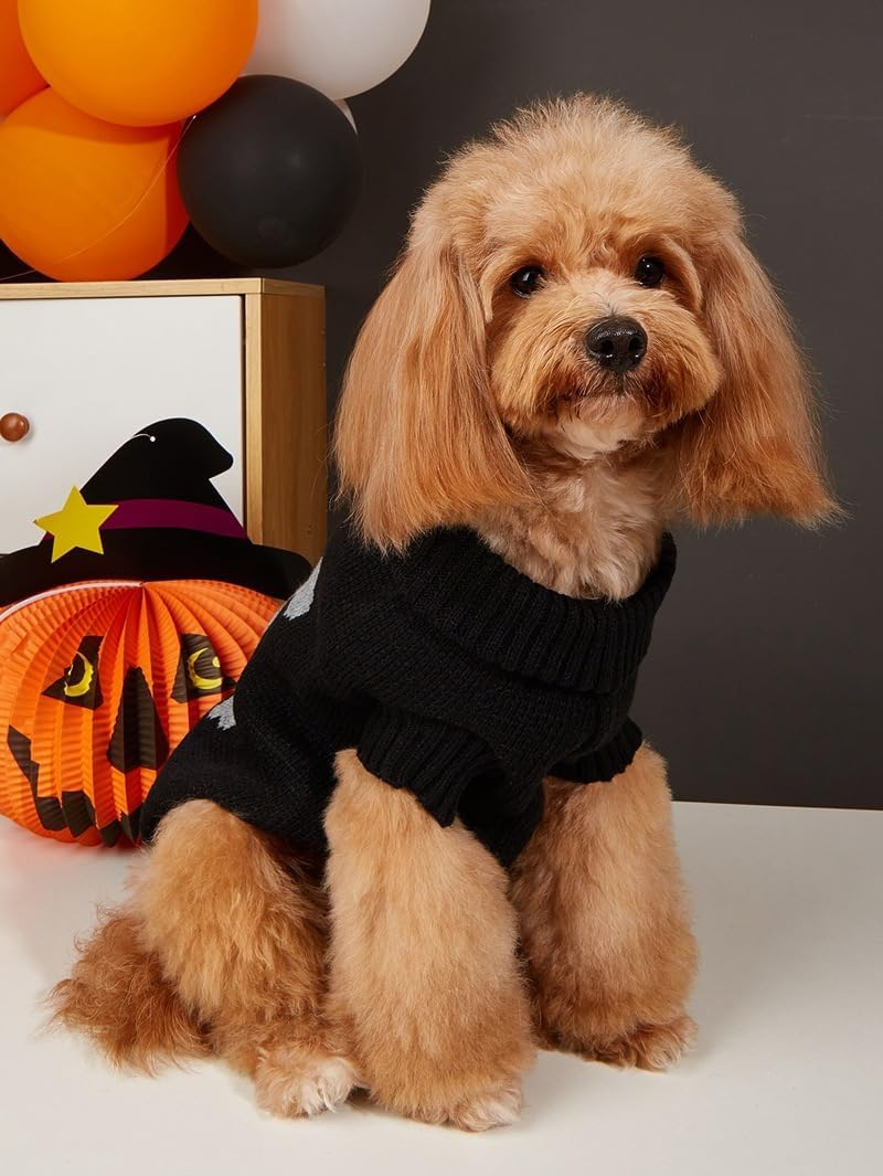 Pet Dog Jumpers Halloween Skull Knit Sweater Kitty Puppy Warm Sweatshirt Suitable for Small Cats and Dogs (X-Small) image number 4