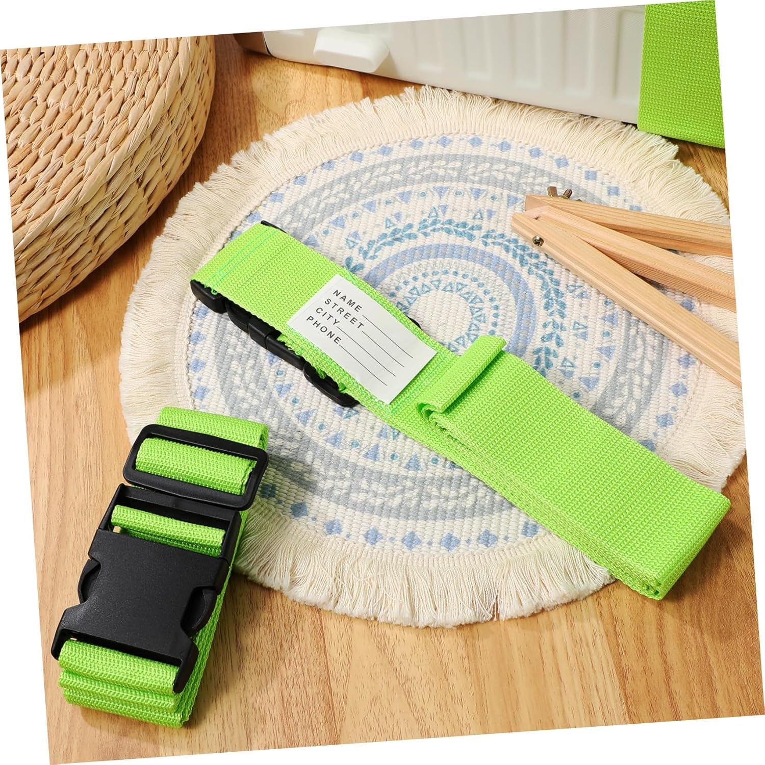 PERSELOSO 4Pcs Adjustable Luggage Straps Fluorescent Suitcase Belts High-Strength Tear-Resistant Travel Accessories for Secure Suitcases and Easy Identification image number 2