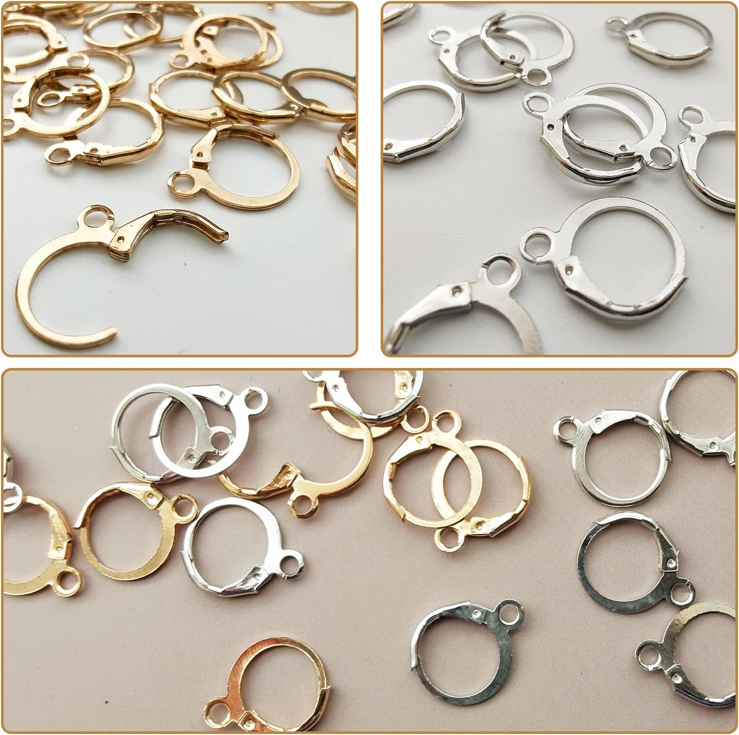 Topbine 200PCS Hypoallergenic French Earring Hooks Leverback Earwires round Earring Hooks Earring Supplies Findings Ear Wire with Open Loop for Earring Designs Jewelry Making Findings image number 6
