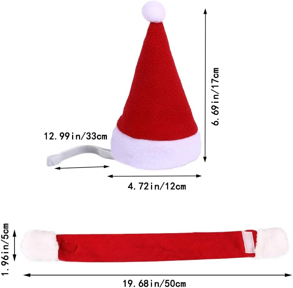 XIMISHOP Pack of 2 Christmas Cat Dog Costume with Red Christmas Hat and Scarf Decoration Christmas Costume Cat Clothing Dog Clothing for Christmas Outfit Cosplay Party