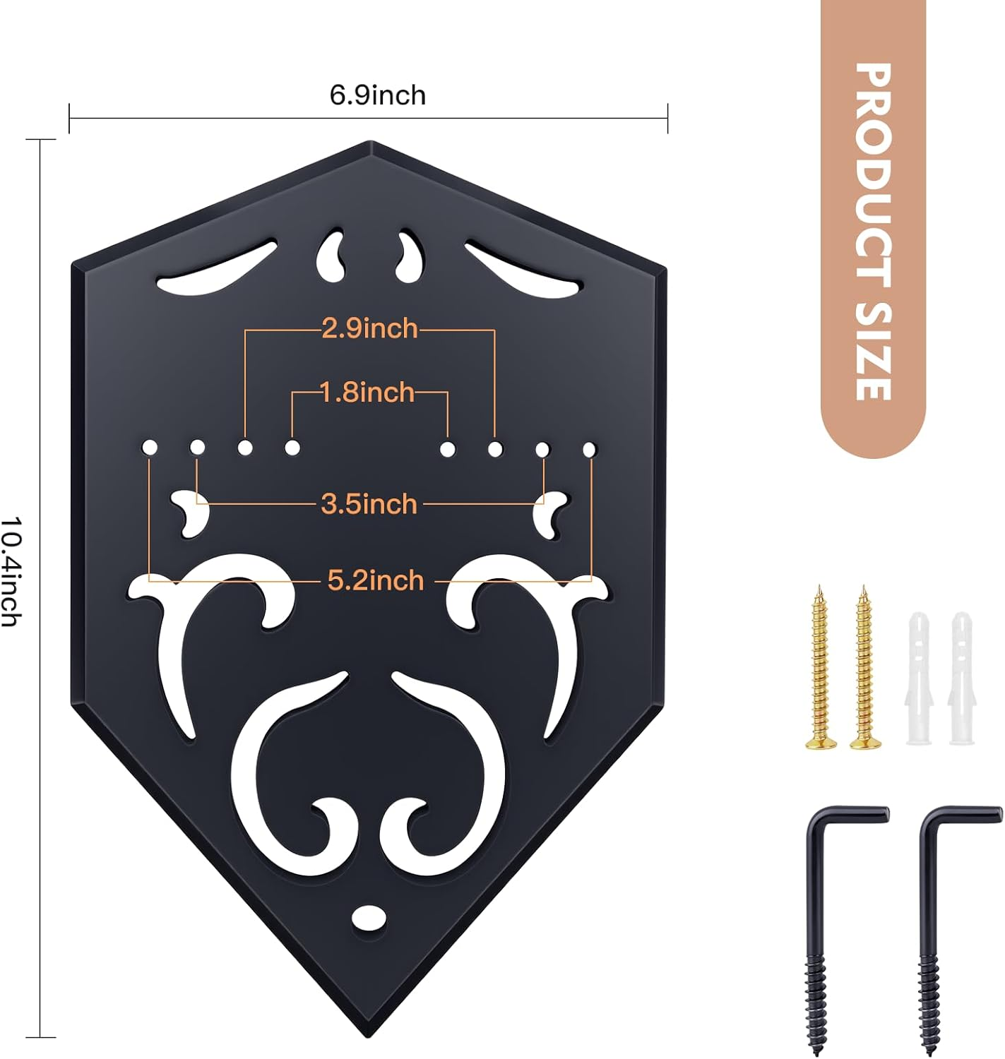 GAHEUNBB Sword Wall Mount Vertical Display Rack with Hollow-Carved Design Wall Holder for Medieval Swords Bows Axes & Props, Black image number 2