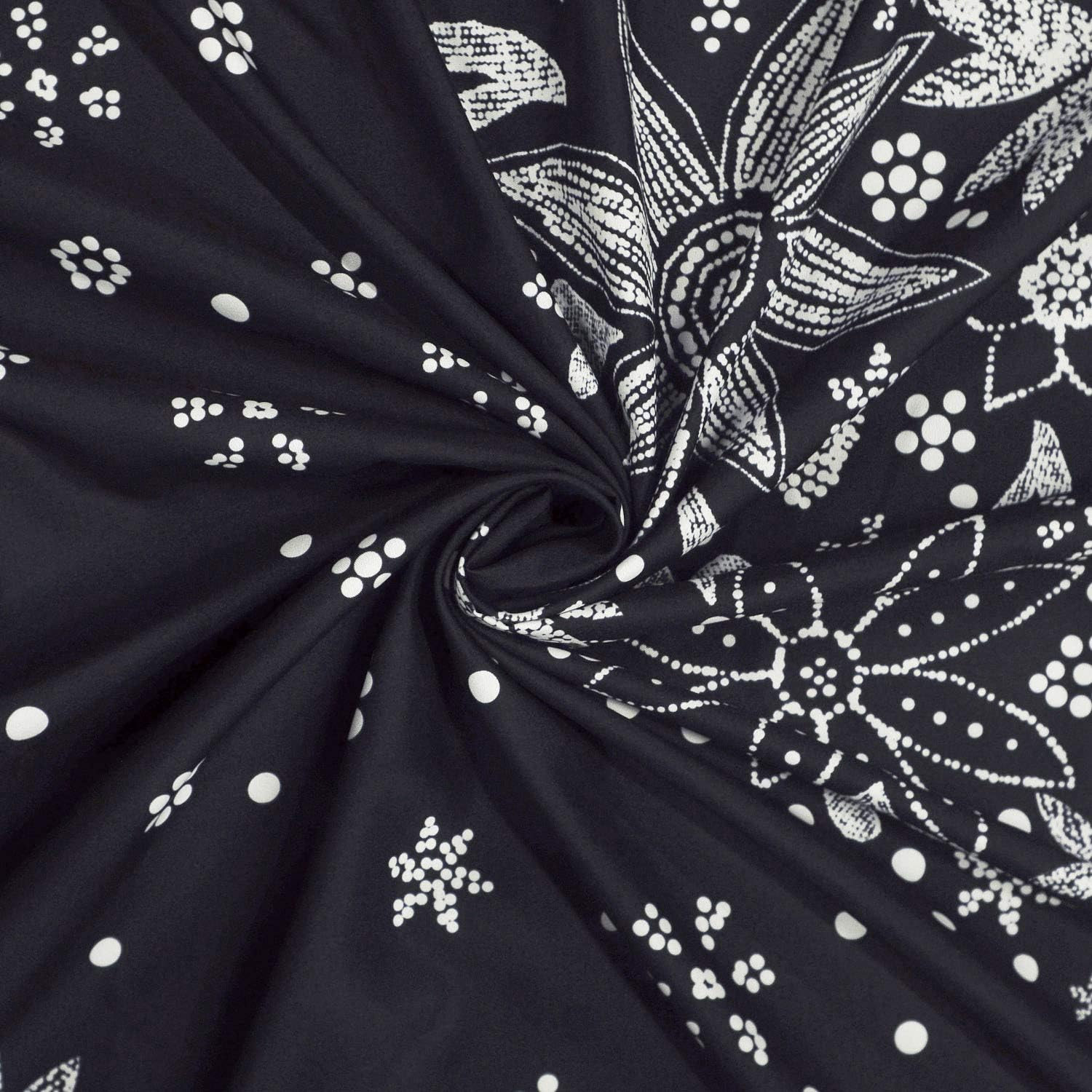 Neasow Bohemian Tapestry Wall Hanging, Black and White Floral Tapestry with Dotted Daisy Medallion Print Bedroom Boho Hippie Home Decor 36&times;48 Inch image number 3