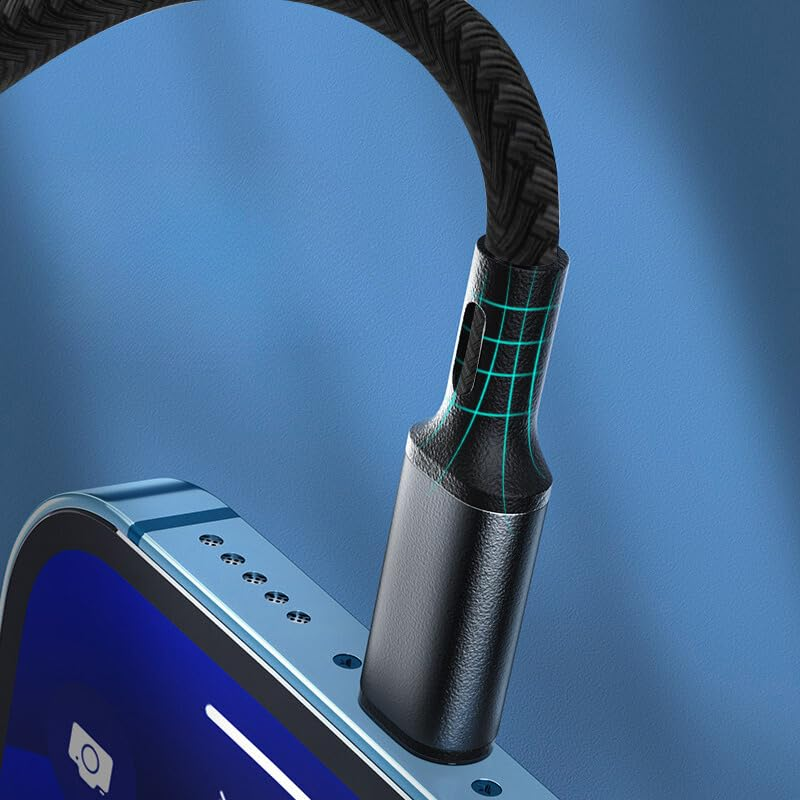 INONE Nylon USB C to Lightning Cable, USB C Iphone Charger Cable Mfi Certified USB C Iphone Charger Cord Fast Charging for Iphone 14 13 Mini Pro Max 12 Mini Pro Max 11 X XS XR 8 plus Ipad(2M Black) image number 2