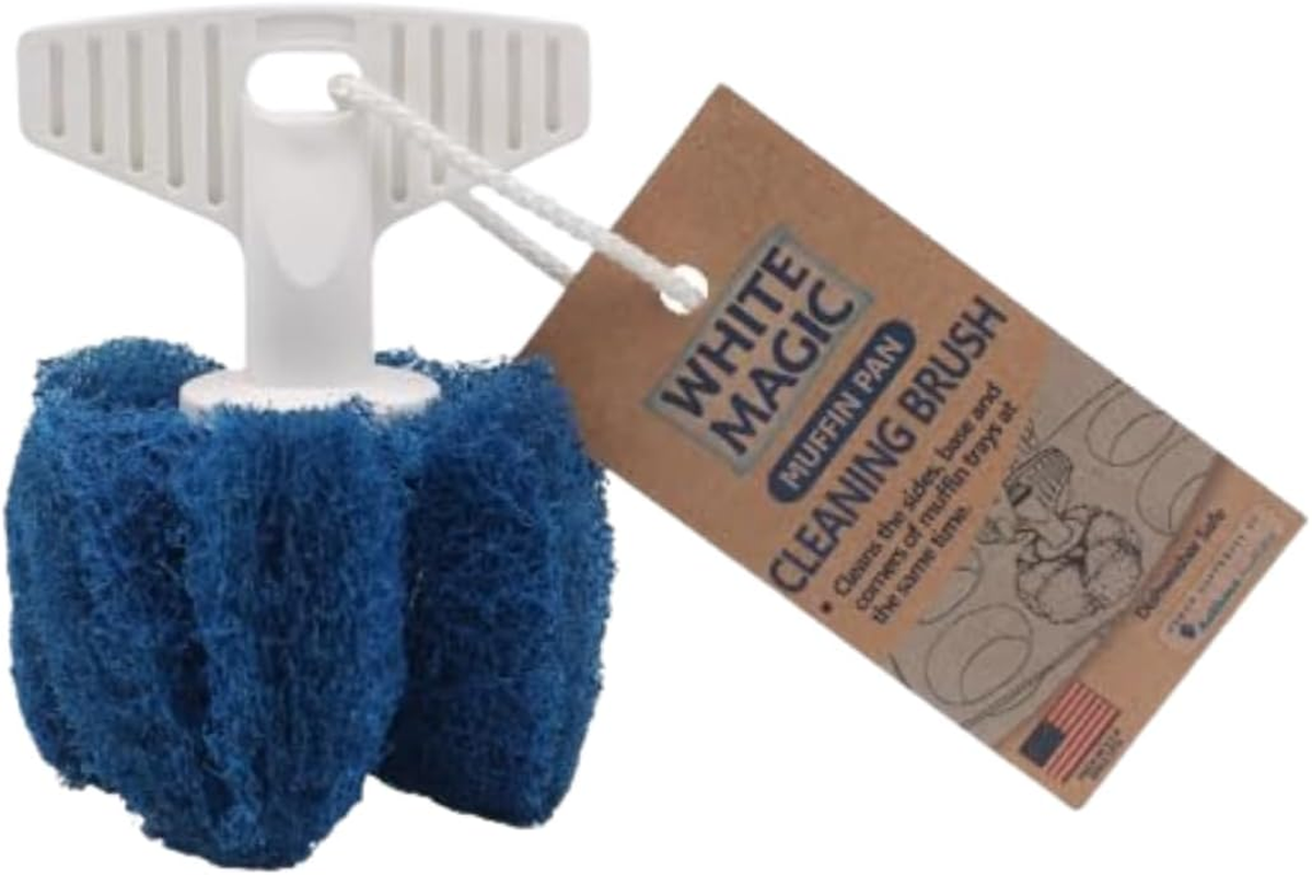 White Magic Muffin Pan Cleaning Brush - 8Cm Round, Made in USA, Non-Scratch Bristles, Ergonomic Handle for Easy & Comprehensive Cleaning of Muffin Trays 6Cm-10Cm, Ideal for Non-Stick Pans image number 2