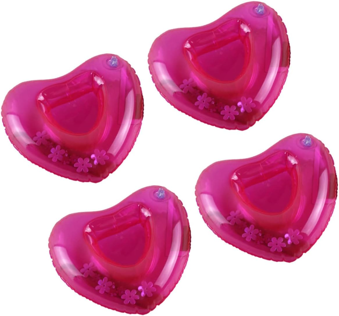 KICHOUSE 8Pcs Rosy Heart Shape Floating Drink Holder Inflatable for Beach Party Decor image number 1