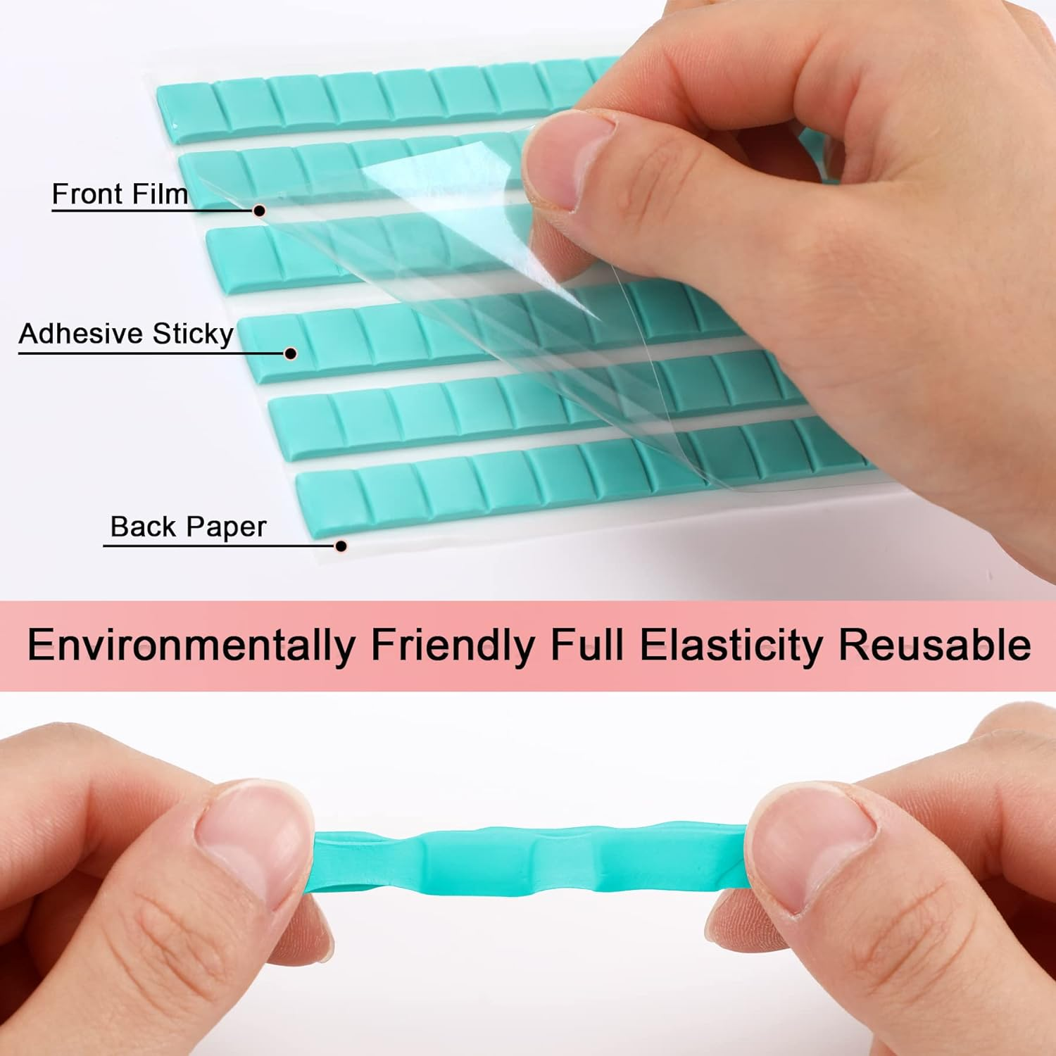 JULBEAR 288 Pcs Sticky Tack, Removable Adhesive Poster Putty, Reusable Wall Safe Mounting Tack for Hanging Pictures and Museum Art Photography (White, Blue, Pink) - 144, White image number 4