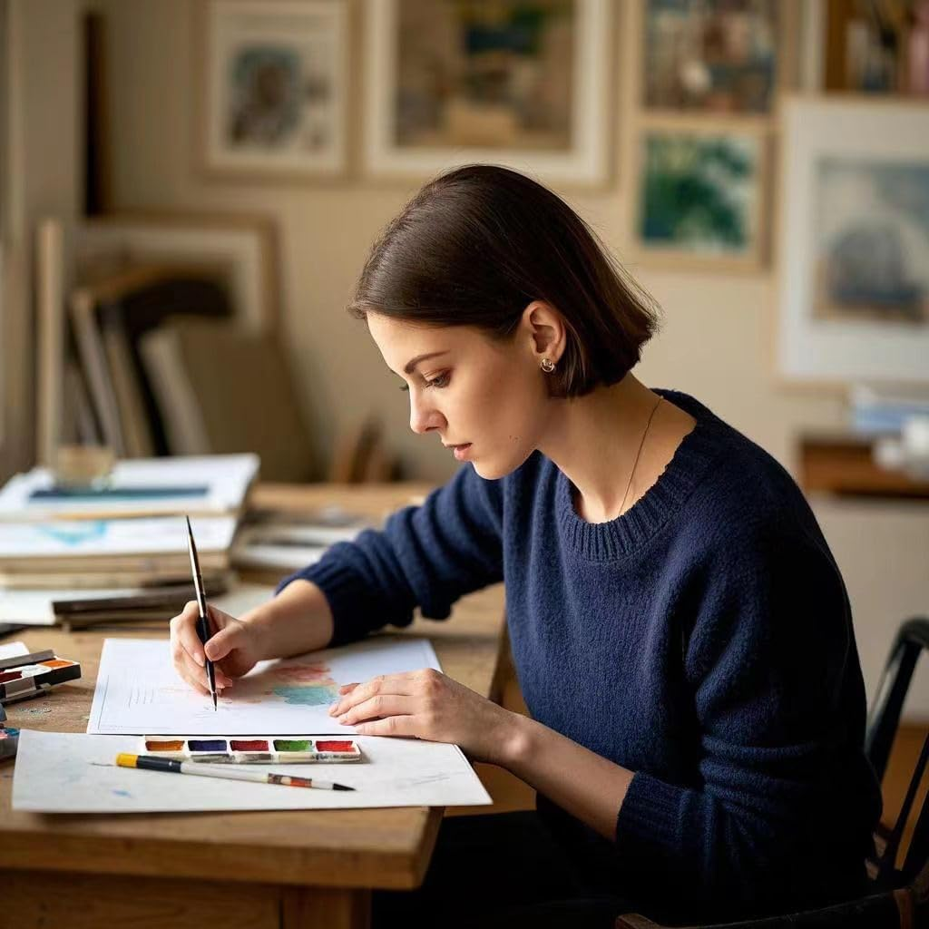 100% Cotton Watercolour Paper - 140LB/300GSM, Medium Grain | Acid-Free Heavyweight Thick White Cold Press Paper for Professional Artists, Students & Hobbyists, 20 Sheets, A4 Size (29.7 * 21Cm) image number 1