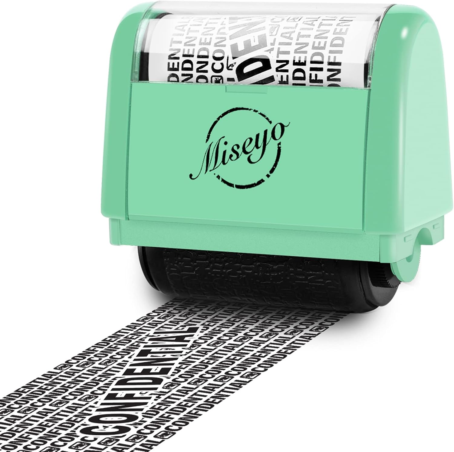 Miseyo Wide Identity Theft Protection Roller Stamp - Yellow (3 Refill Ink Included)