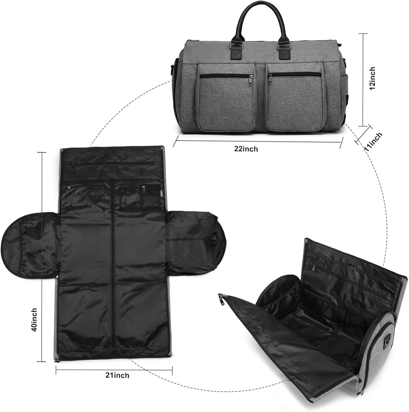 Rolling Garment Bags,Garment Bag with Wheels Travel Garment Bag with Shoe Compartment Rolling Duffle Bag with Wheels, A1-Grey-2P