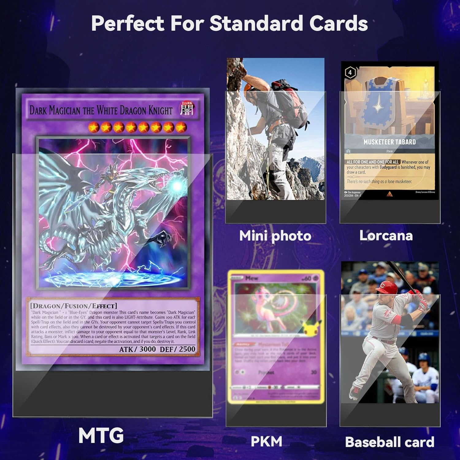 300 Pack Black Card Sleeves Soft &ndash; Cardguard Sleeves for Cards Standard Size Soft Card Protector Sleeves for Trading Cards, Decks, TCG, and Sports Cards Collection Storage 66 X 91Mm image number 3