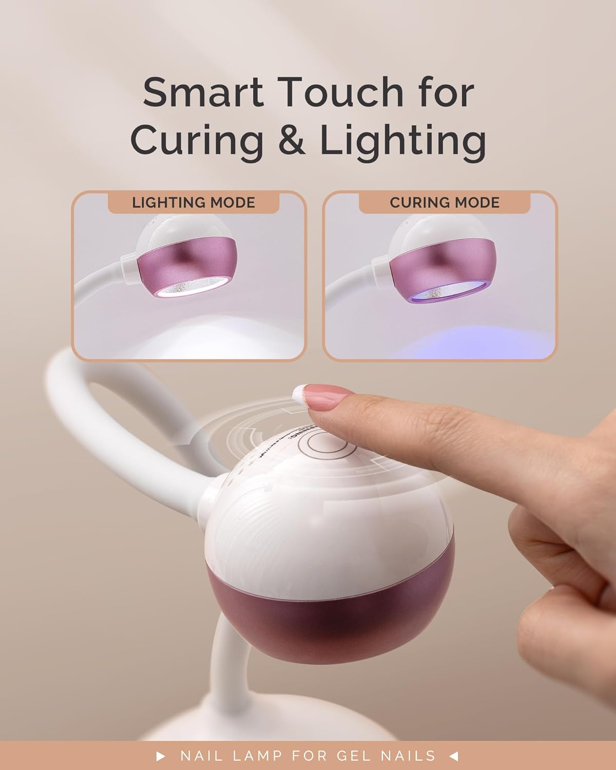 Melodysusie 2-In-1 Nail Art Lamp, Professional Nail Light for Nail Technique, Rechargeable Wireless, 60S Quick Curing, Touch Switch, Adjustable Light Angle, for Nail Art Design image number 3