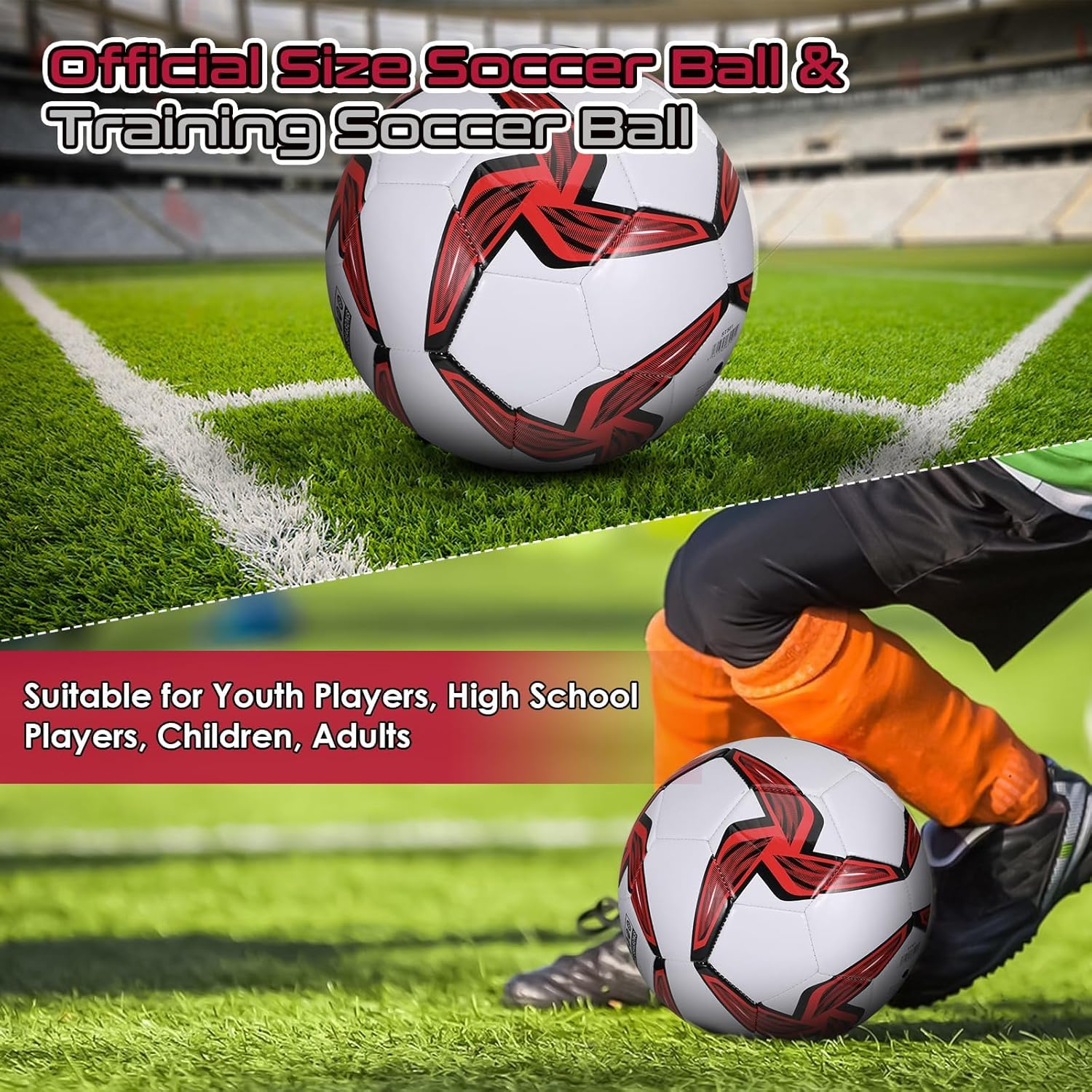 Training Soccer Ball, Official Soccer Ball Size 5, Soccer Ball Outdoor & Indoor, Football for Cadeau D'Anniversaire Pour Amateur or Game image number 2