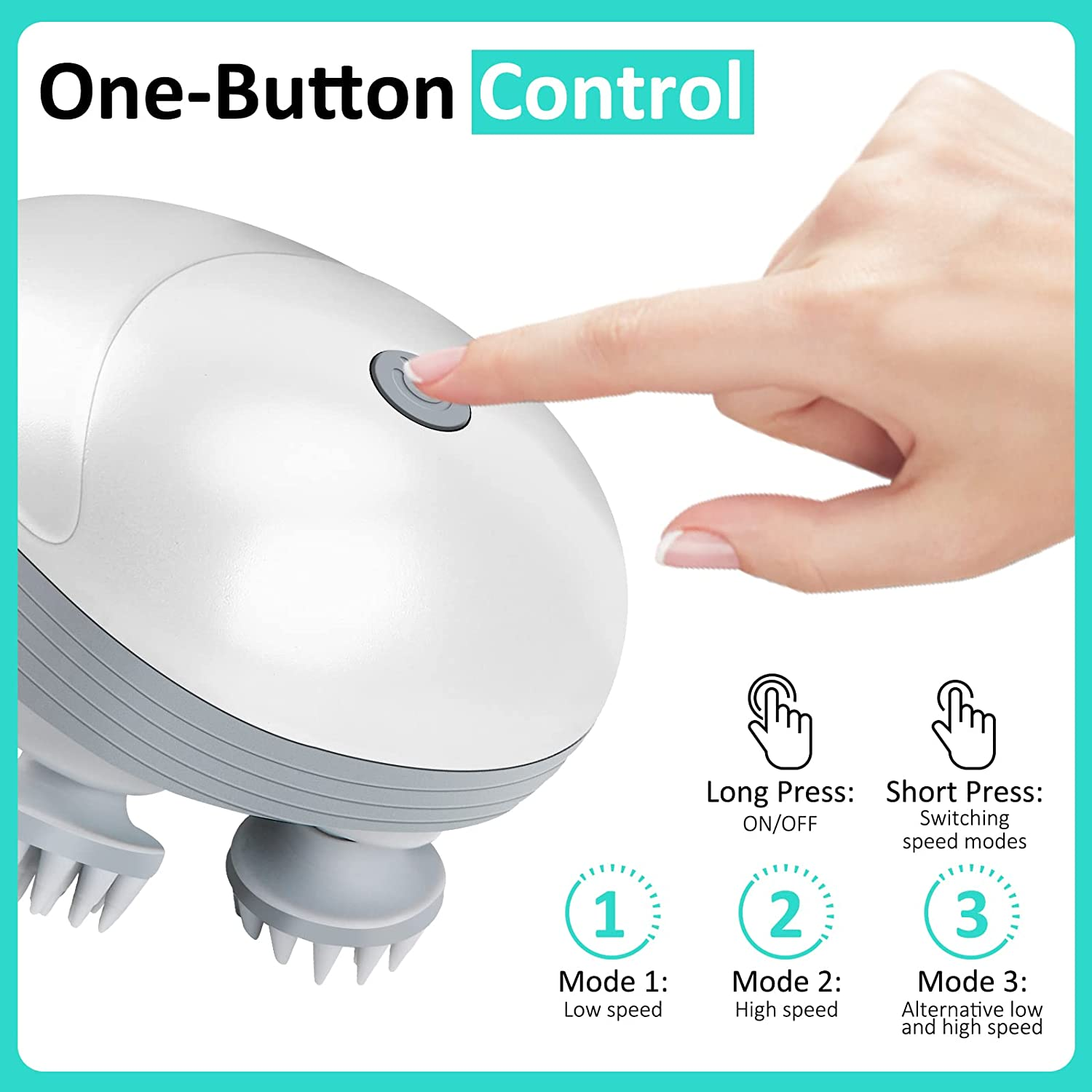 Electric Pet Massager for Dogs and Cats, Cordless Handheld Tool with 4 Massage Heads and 96 Massage Nodes, Back Scratcher for Relieving Tension, Tight Muscles, and Stiffness image number 2