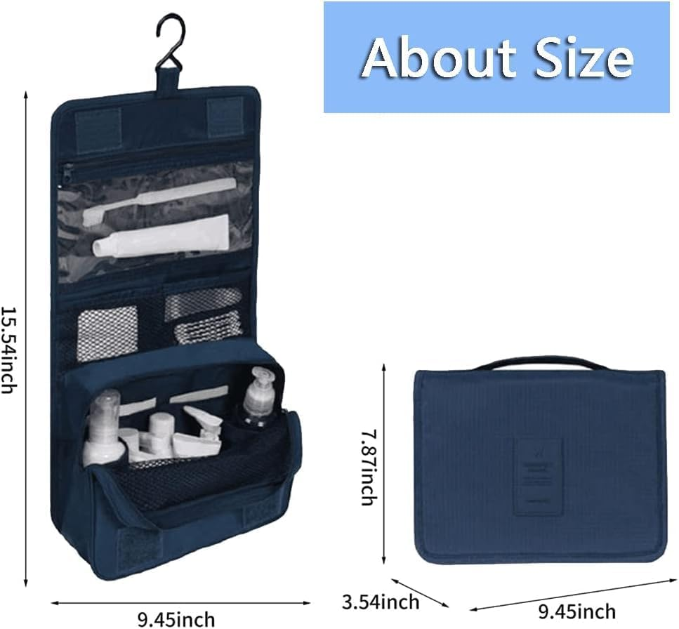 My Corgi Living Hanging Toiletry Bag with 2 Refillable Travel Size Perfume Bottle- Portable Travel Size Hanging Travel Makeup and Jewelry Organizer with Multiple Compartments for Men, Women (Grey) image number 3