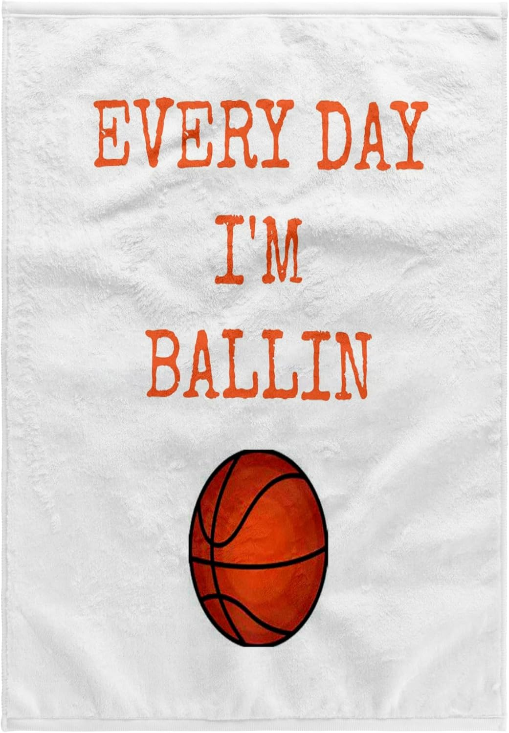 3D Rose Every Day Im Ballin Basketball Picture Orange Lettering TWL_172351_1 Towel, 15" X 22", Multicolor image number 5
