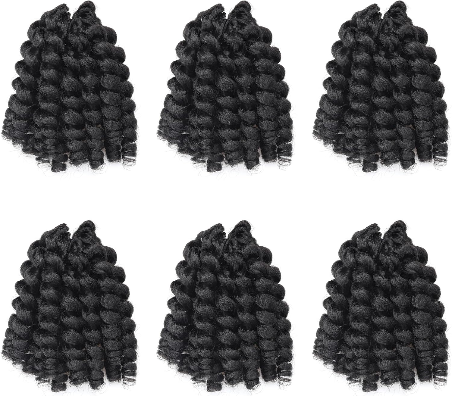 Roktress 6 Packs 8 Inch Jamaican Bounce Crochet Hair Jumpy Wand Curl Crochet Hair African Ombre Kanekalon Synthetic Crochet Braiding Hair Extensions for Black Women (8" 6Packs, 1B#) image number 5