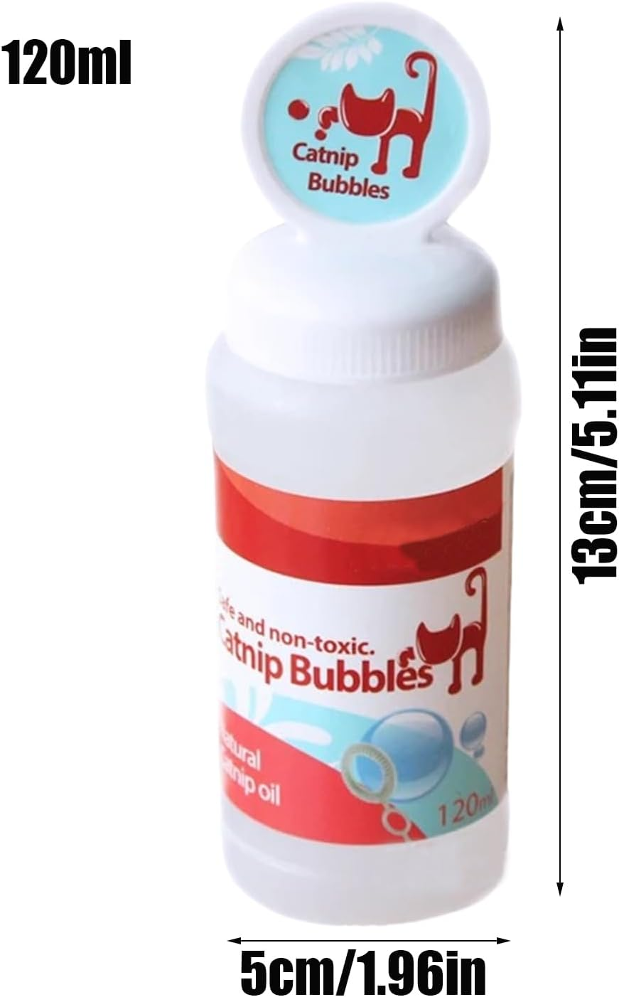 Catnip Bubbles Toy - Catnip Flavored Bubbles, Indoor Outdoor Catnips Bubbls, Pet Enrichment Play Toy | Living Room Lawn Yard Interactive Play. Stimulation Hunting Game Fun. image number 5