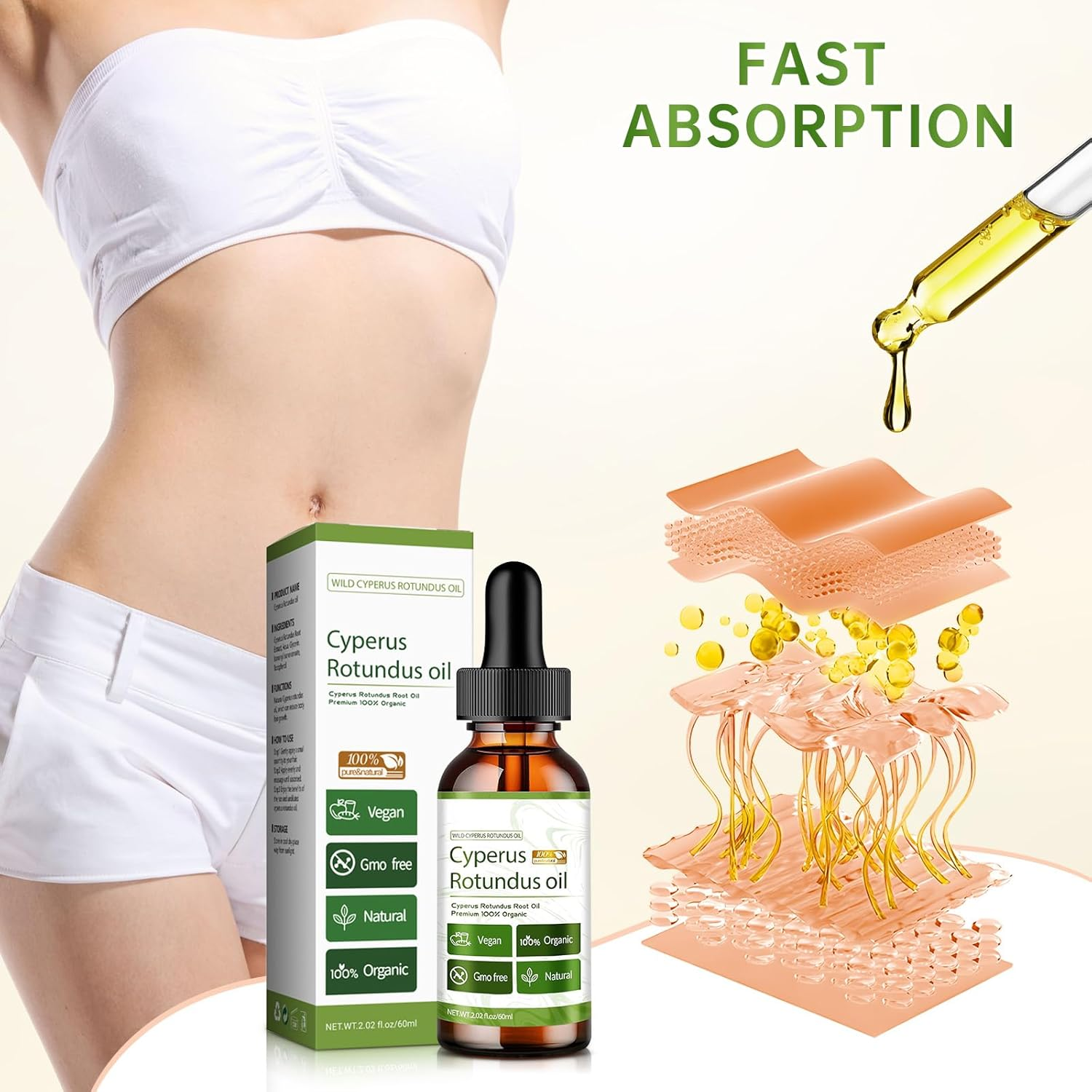 Cyperus Rotundus Oil - Cyperus Rotundus Oil Hair Removal, Slows Hair Regrowth, Deep Moisturization, Enhances Skin Smoothness, Strengthens Skin Barrier - Natural Skincare Oils for All Skins image number 5