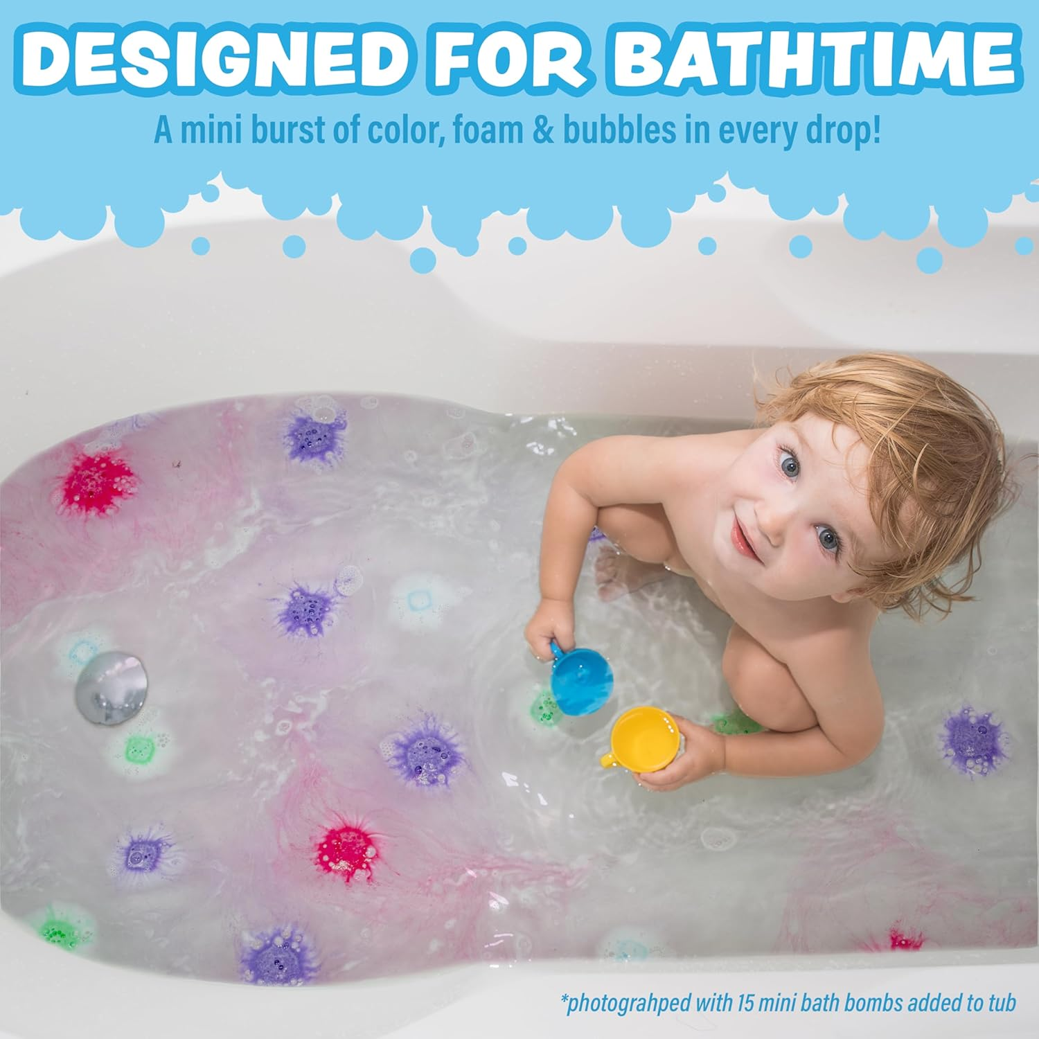 &reg; Lil' Bursts&trade; Mini Bath Bombs for Kids, 90 Count, Candy Color | Non-Toxic | Small Bath Bombs for Kids with a Burst of Color, Foam & Bubbles | Personalize Bath Time image number 1
