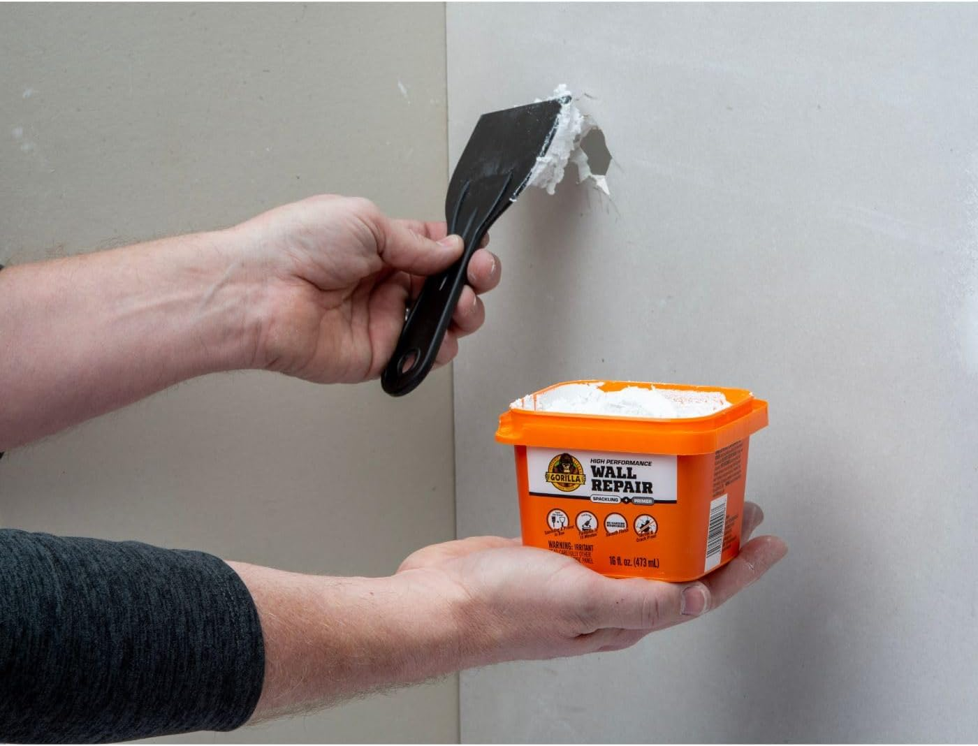 Gorilla Heavy Duty Wall Repair Spackling + Primer, 16 Ounce Tub image number 5