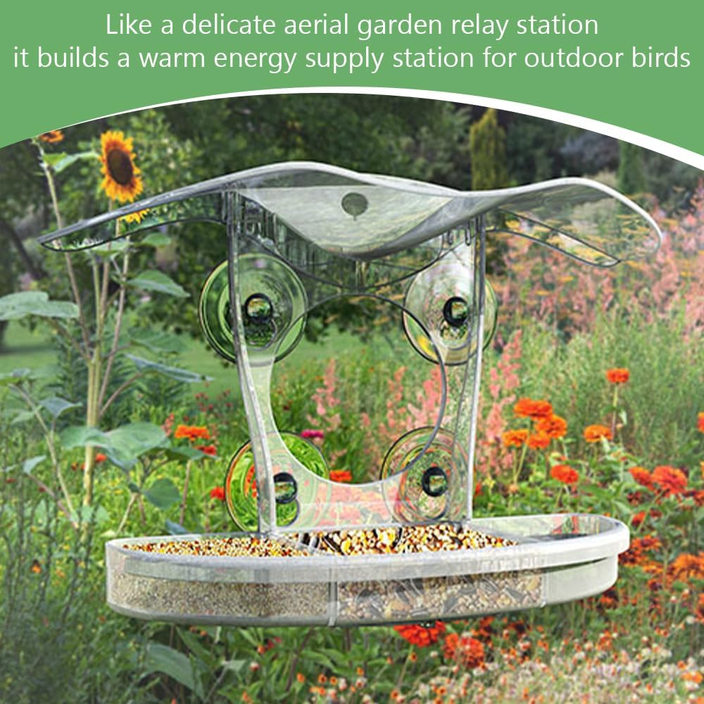 Window Bird Feeder,Clear Feeder,Outdoor Bird House,Wildbird Feed Tool,Acrylic Bird Cage,For Observation, Easy to Clean Outdoor Animal House for Wild Animal Watching,For Seniors, Bird Lovers