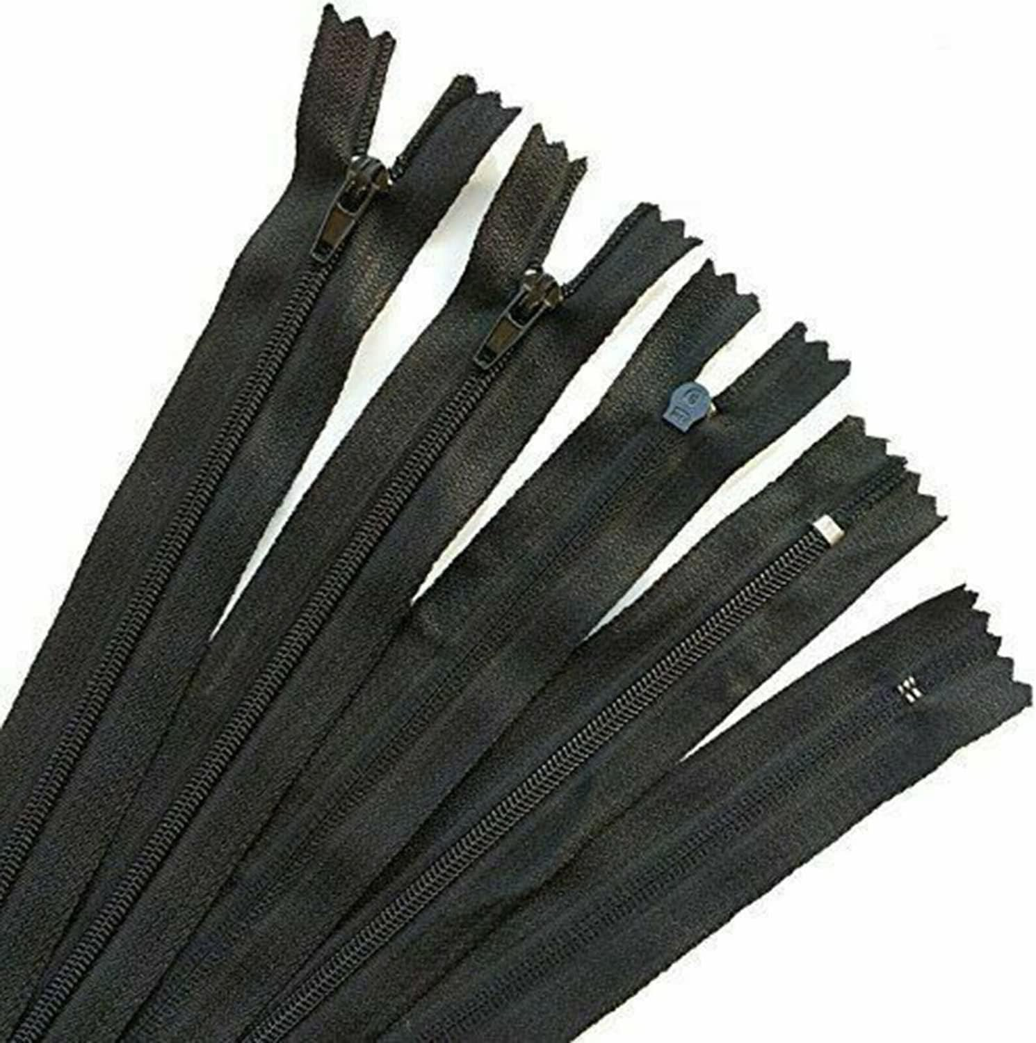 20Pcs Closed End Nylon Coil Zippers Tailor Sewer DIY Craft Sewing Colorful Sewing Zippers Supplies for Tailor Sewing Crafts 20Cm (Black)