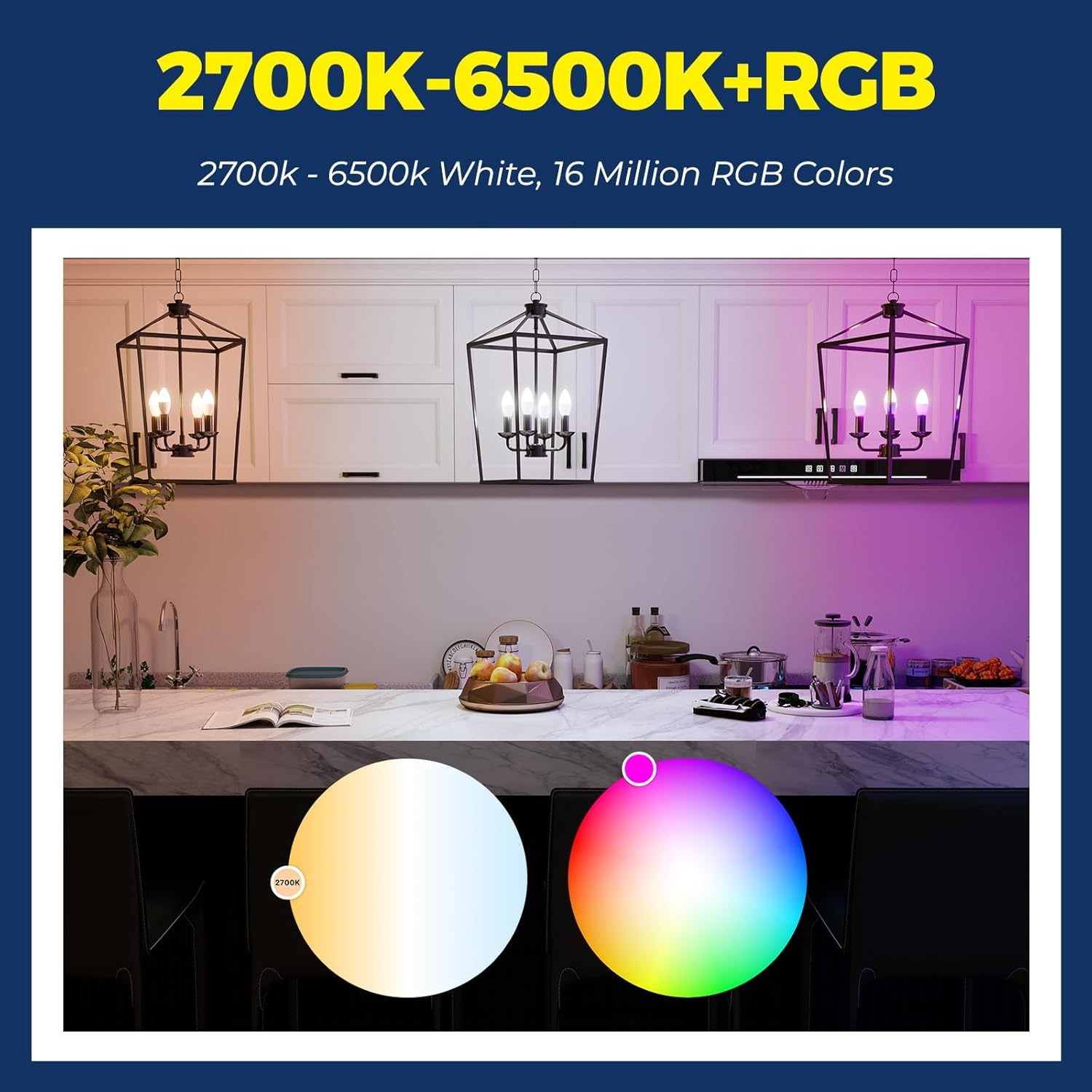 1-Pack E14 LED Smart Light Bulb 6W Type B &ndash; RGBCW 16 Million Colour Changing Bulb, 2.4G Wifi B11 Candelabra, Compatible with Google, Siri & Alexa, Works with Smart Life App image number 6