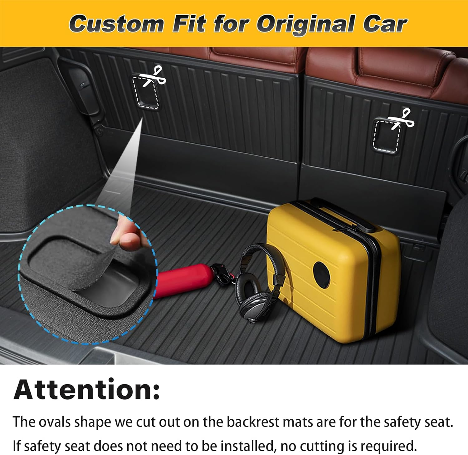 Cargo Liner & Backrest Mat Fit for Honda HR-V HRV 2016-2022 AWD: Cargo Mat with Backrest Mat behind 2Nd Row Back Seat Protector - All Weather Protection Trunk Mat with Back Seat Cover HRV Accessories image number 7